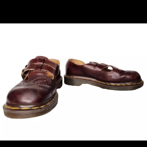 VTG Doc Dr Martens Made in England Oxblood Mary Janes Double Strap US 6.5 - 7